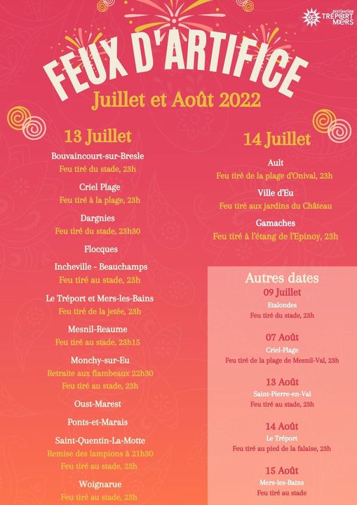 Feux d’artifice juillet et août 2022