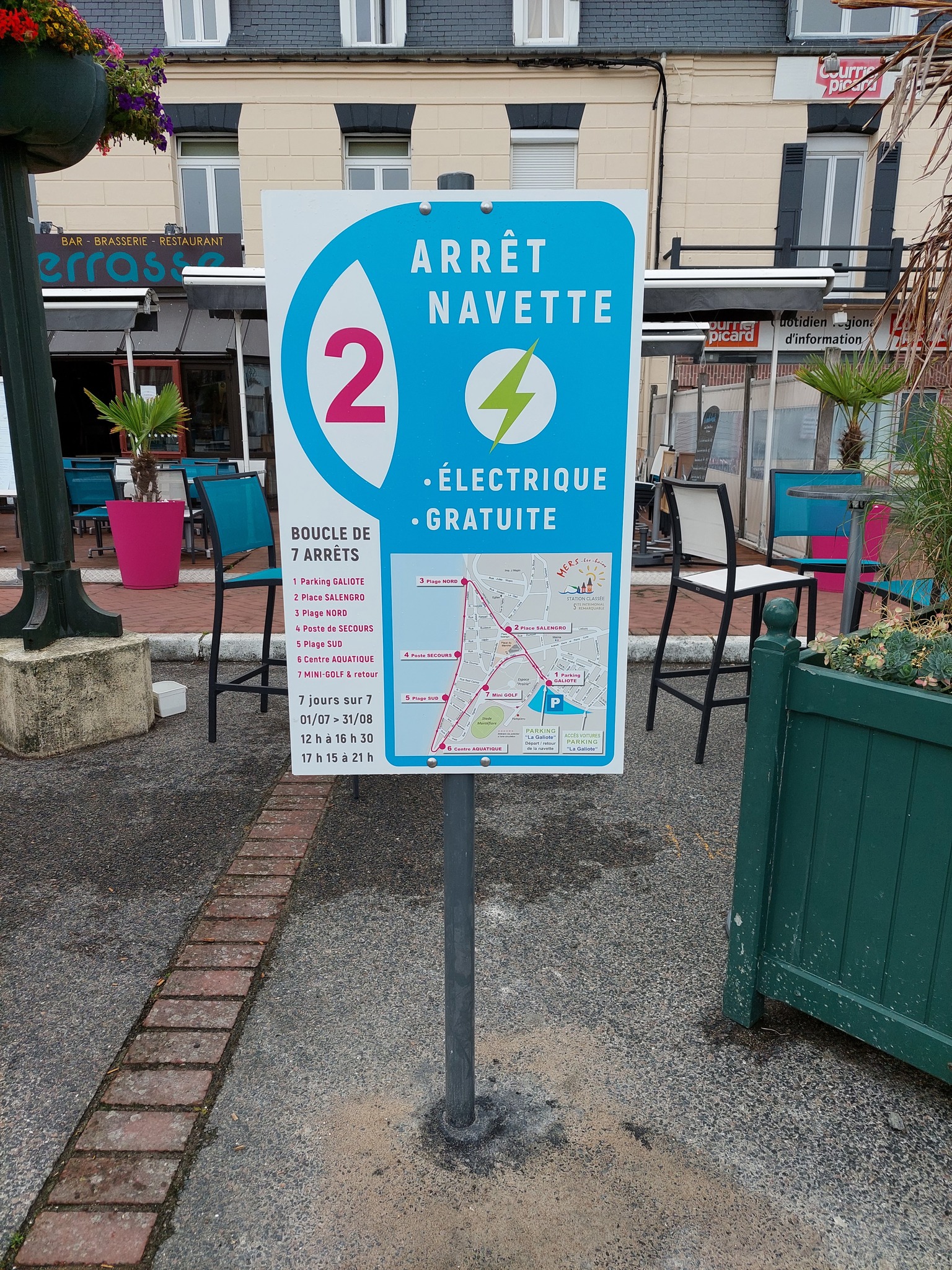 La navette électrique gratuite commence demain, 1er juillet à midi ….